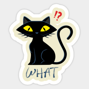 Cat What - Murderous Black Cat Halloween Sticker